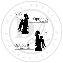 Girl Reading Books Vinyl Wall Decal - Magical Library Decor - thumbnail 2