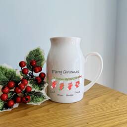 Christmas Stockings Ceramic Vase - Personalised Family Decoration Flower Jug Decor - thumbnail 3
