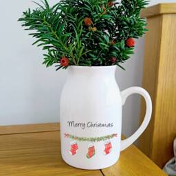 Christmas Stockings Ceramic Vase - Personalised Family Decoration Flower Jug Decor - thumbnail 2