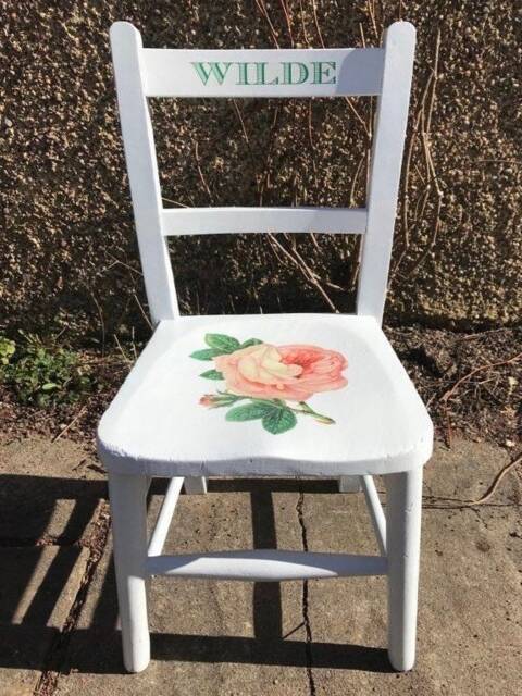 Shabby Chic Children's Personalised Vintage School Chair With Flower Theme - image 1