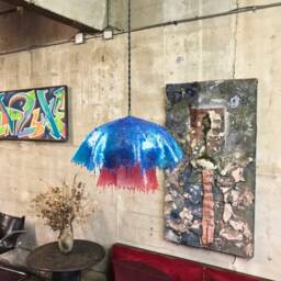 The Maki Lamp. Handcrafted Fiberglass Resin Pendant Lamp, Melting Drip Ambient Hanging Light, Jellyfish Lighting, Mushroom Shape Home Decor - thumbnail 3