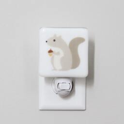 Squirrel Fused Glass Nightlight - Nursery Baby Shower Gift Kids Gender Neutral Animal - thumbnail 1