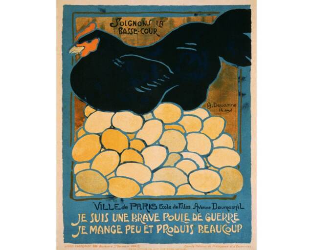 French Chicken Advert Vintage Enamel Metal Tin Sign Wall Plaque