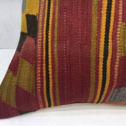 Vintage Turkish Kilim Pillow Cover, Bohemian Throw - 16x16 - thumbnail 3