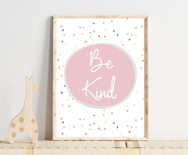 Be Kind Print, Nursery Decor, Girls Bedroom Prints, Playroom Pink Theme, Poster, Wall Art, Scandi Print A4 A5 8x10 - image 1