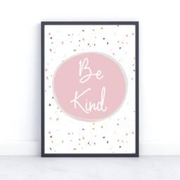 Be Kind Print, Nursery Decor, Girls Bedroom Prints, Playroom Pink Theme, Poster, Wall Art, Scandi Print A4 A5 8x10 - thumbnail 2