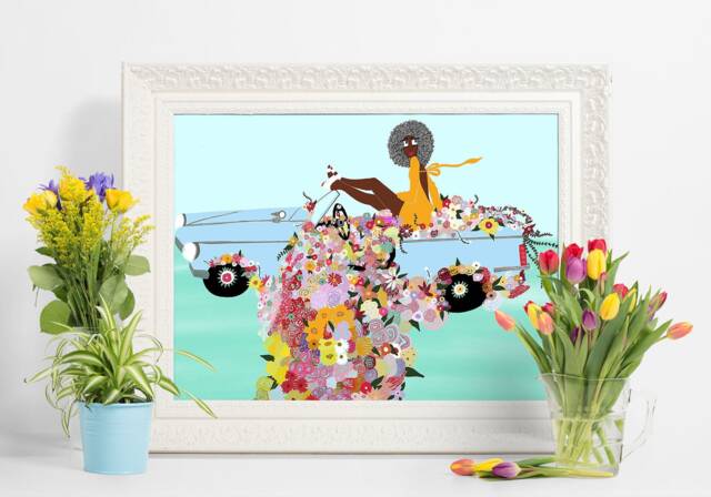 Car Full Of Flowers - Art Print - image 1