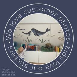 Ocean Life Fabric Wall Decals Whale Nursery Decor, Repositionable - thumbnail 4
