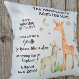 Safari Keepsake Cushion, Baptism/Christening/Naming/Dedication Day. Gift For Godchild, Grandson, Niece, Nephew. Nursery Decor - thumbnail 2