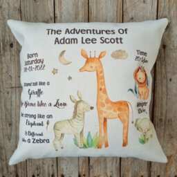 Safari Keepsake Cushion, Baptism/Christening/Naming/Dedication Day. Gift For Godchild, Grandson, Niece, Nephew. Nursery Decor - thumbnail 1