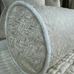 Handmade Cream Bolster Pillow Ivory Gold Shimmer, Luxury Bedding - thumbnail 2