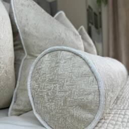 Handmade Cream Bolster Pillow Ivory Gold Shimmer, Luxury Bedding - thumbnail 3