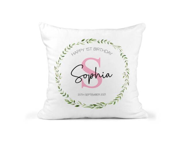 Personalised 1st Birthday Cushion, Custom Gift, First Gift Girls, Baby Present, Nursery Decor, Niece