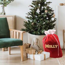 Personalised Embroidered Large Plush Red & White Luxury Christmas Santa Sack With Name - Gift Bag Xmas Stocking - thumbnail 2