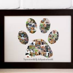 Custom Pet Photo Collage, Paw Print Art, Dog & Cat Memorial Gift, Personalized Wall Decor - thumbnail 2