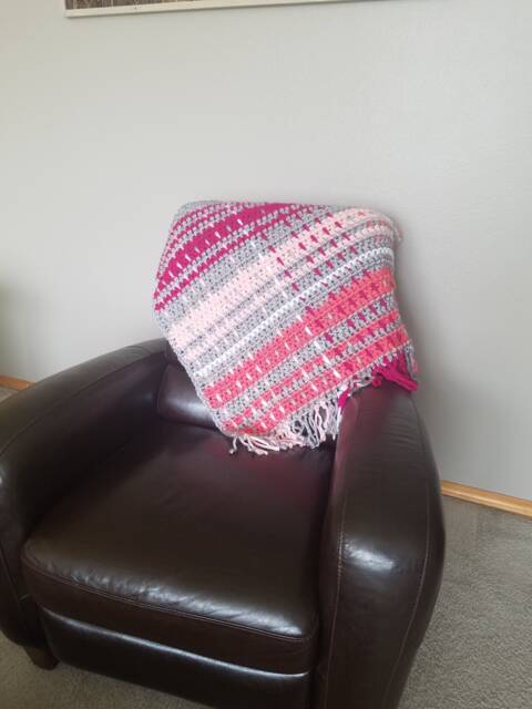 Pink Plaid Woven Baby Blanket - Chunky Celtic Design, Nursery Decor - image 1