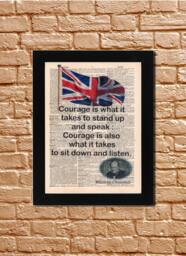 Winston Churchill Quote Courage Antique Book Page 1903 Dictionary Art Print Upcycled Wall Decor - thumbnail 1