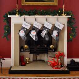 Luxury Dark Silver Knitted Christmas Stocking - Personalised Embroidered Name Santa, Snowman Or Reindeer Design - thumbnail 4