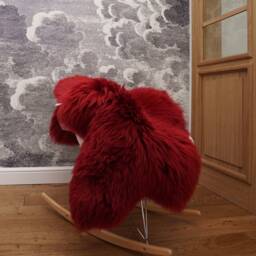 Sheepskin Burgundy Throw Genuine Leather Wool Carpet Decorative Rug Comfy, Cozy, Hair Is Very Thick, Shiny - thumbnail 2