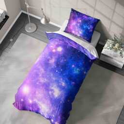 Purple Blue Galaxy Duvet Cover - Cosmic Starry Sky Bedding Optional Pillowcase Space Theme Comforter Celestial Astronomy Bedroom - thumbnail 1