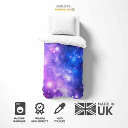 Purple Blue Galaxy Duvet Cover - Cosmic Starry Sky Bedding Optional Pillowcase Space Theme Comforter Celestial Astronomy Bedroom - thumbnail 2