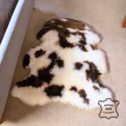 Dyed Jacob Sheepskin Rug Lambland Throw, Brown & Natural - 90cm X 65cm - thumbnail 1