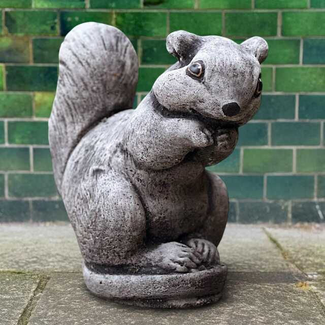 Stone Squirrel Statue With Nut Woodland Garden Decor Cement Forest Animal Figurine Handmade Ornament Cozy Fall Or Nature Lover Gift - image 1