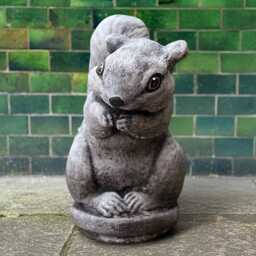 Stone Squirrel Statue With Nut Woodland Garden Decor Cement Forest Animal Figurine Handmade Ornament Cozy Fall Or Nature Lover Gift - thumbnail 4