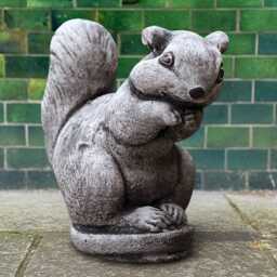 Stone Squirrel Statue With Nut Woodland Garden Decor Cement Forest Animal Figurine Handmade Ornament Cozy Fall Or Nature Lover Gift