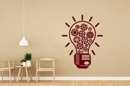 Wall Decals Bulb With Gears Decal Lamp Vinyl Sticker Home Decor Bedroom Art Chu1362 - thumbnail 1