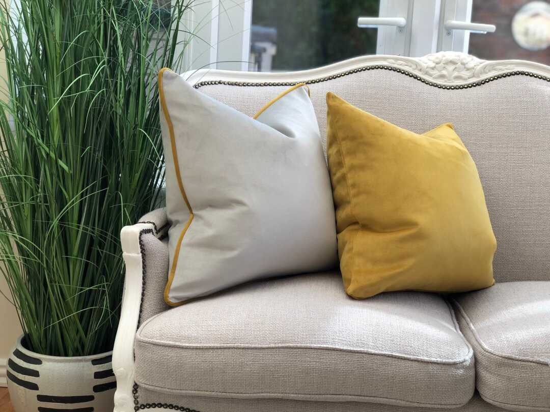 Light Grey/Silver Mustard/Gold Velvet Cushion Covers, Pillows