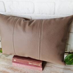 Cappuccino Faux Leather Pillow Cover Scandinavian Home Decor - thumbnail 3