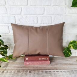 Cappuccino Faux Leather Pillow Cover Scandinavian Home Decor - thumbnail 2