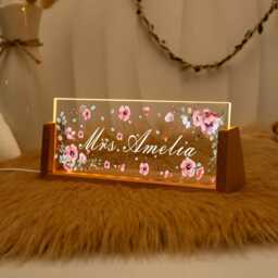 Personalized Teacher Night Light, Custom Name Desk Plate, Appreciation Gift, Thank You Gift For Teacher, Back To School Office Decor - thumbnail 2