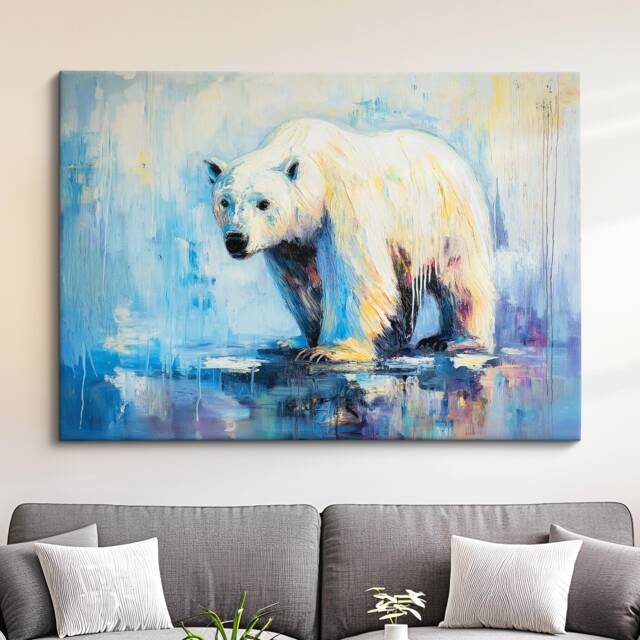 Polar Bear Abstract Oil Painting Framed Print & Canvas Large Sizes Wall Art Poster Animal Home Decor Interior Gift Idea - image 1
