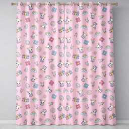 Cute Rainbow Bunny Flower Easter Egg Seamless Pattern Blush Pink Background Readymade Eyelet Ring Top Thermal 100% Blackout Curtains - thumbnail 2