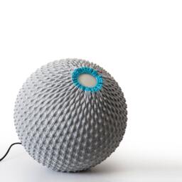 Futuristic Floor Lamp, Modern Lamp Shade, Industrial Sphere Light, Textile Lighting Chandelier, Designer Table Home Art - thumbnail 3
