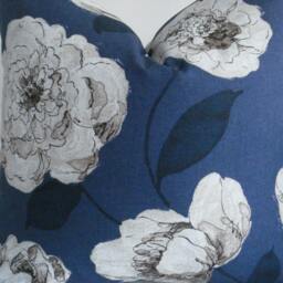Navy Floral Pillow Cover - Designer Cream Begonia Lumbar, Both Sides - thumbnail 3