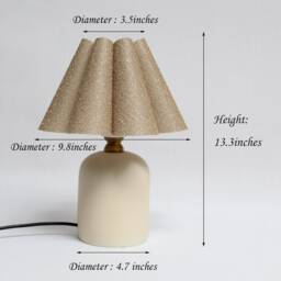 Handmade Brown Fabric Table Lamp With Ceramic Base - thumbnail 2
