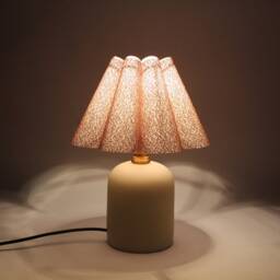 Handmade Brown Fabric Table Lamp With Ceramic Base - thumbnail 4