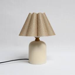 Handmade Brown Fabric Table Lamp With Ceramic Base