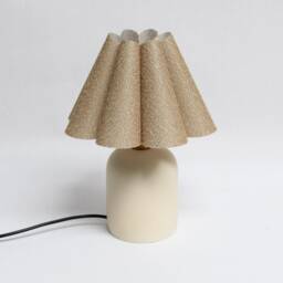 Handmade Brown Fabric Table Lamp With Ceramic Base - thumbnail 3