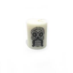 End Of Series Mexican-Inspired Handcrafted Candle - Skull Tattoo - thumbnail 1
