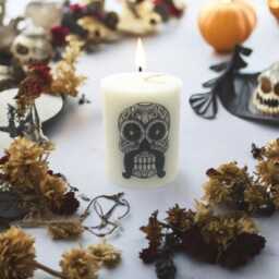 End Of Series Mexican-Inspired Handcrafted Candle - Skull Tattoo - thumbnail 3