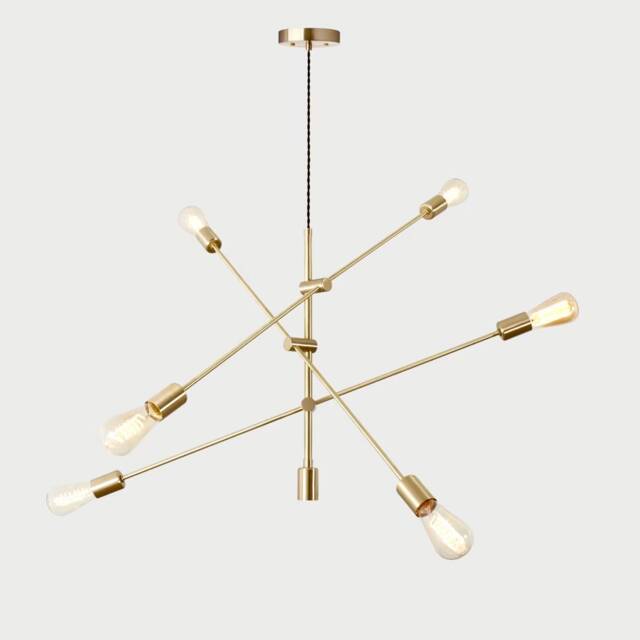 Handmade Brass Sputnik Chandelier, Mid-Century Modern Ceiling Light - image 1