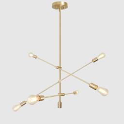 Handmade Brass Sputnik Chandelier, Mid-Century Modern Ceiling Light - thumbnail 2