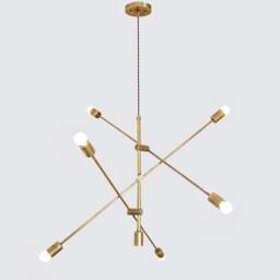 Handmade Brass Sputnik Chandelier, Mid-Century Modern Ceiling Light - thumbnail 3