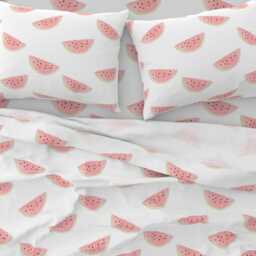Summer Fruit Sheets - Watermelon Seamless On White By Dailymiracles Watercolor Cotton Sateen Sheet Set Bedding Spoonflower - thumbnail 3