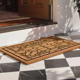 Lotus Flower Doormat - Water Lily Mat Art Deco Coir Rug - thumbnail 3
