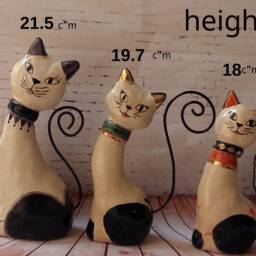 Handmade Ceramic Cat Sculpture, Pottery Decor, Aluminum Tail - thumbnail 4